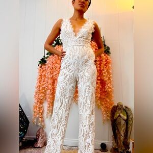 Lulu's White Lace Jumpsuit